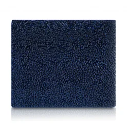 Ammoment - Stingray in Glitter Metallic Blue - Leather Bifold Wallet with Center Flap - Avvenice