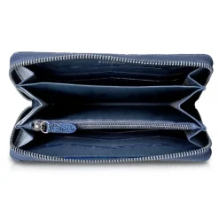 Ammoment - Stingray in Glitter Metallic Blue - Leather Long Zipper Wallet - Avvenice