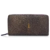 Ammoment - Stingray in Glitter Metallic Brown - Leather Long Zipper Wallet - Avvenice