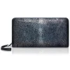 Ammoment - Stingray in Glitter Metallic Green - Leather Large Long Zipper Wallet - Avvenice