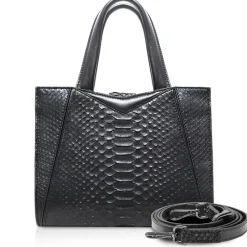 Ammoment - Vesper Bag Large in Python - Black - Luxury High Quality Leather Bag - Avvenice