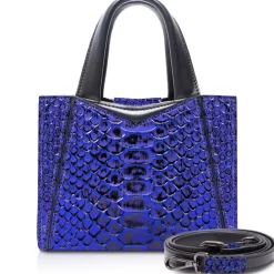 Ammoment - Vesper Bag Large in Python - NYX Blue - Luxury High Quality Leather Bag - Avvenice