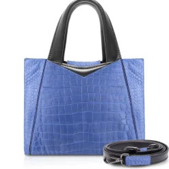 Ammoment - Vesper Bag Large in Crocodile - Navy - Luxury High Quality Leather Bag - Avvenice