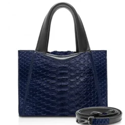 Ammoment - Vesper Bag Small in Python - Navy - Luxury High Quality Leather Bag - Avvenice