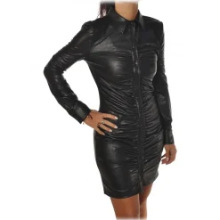 Aniye By - Faux Leather Mini Dress - Black - Dress - Made in Italy - Luxury Exclusive Collection - Avvenice