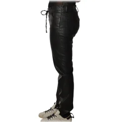 Aniye By - Faux Leather Pants with Tie Detail - Black - Pants - Made in Italy - Luxury Exclusive Collection - Avvenice