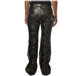 Aniye By - Faux Leather Pant with Python Print - Black - Pants - Made in Italy - Luxury Exclusive Collection - Avvenice