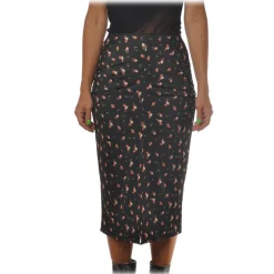 Aniye By - Sheath Skirt in Floral Pattern - Black - Skirts - Made in Italy - Luxury Exclusive Collection - Avvenice