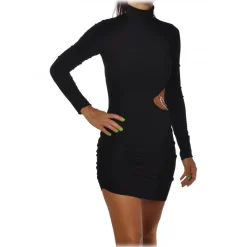 Aniye By - Short Dress with Opening Detail - Black - Dress - Made in Italy - Luxury Exclusive Collection - Avvenice