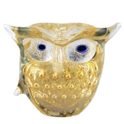 Ars Cenedese Murano - Bollinato Owl 24k Gold - Crystal - Handcrafted Venetian Vase Handmade by Venetian Glassmasters - Luxury - Avvenice