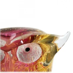 Ars Cenedese Murano - Bollinato Owl 24k Gold - Ruby - Handcrafted Venetian Vase Handmade by Venetian Glassmasters - Luxury - Avvenice