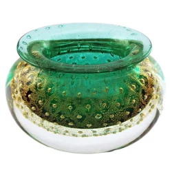 Ars Cenedese Murano - Bollinato Bown 24k Gold - Green - Handcrafted Venetian Vase Handmade by Venetian Glassmasters - Luxury - Avvenice