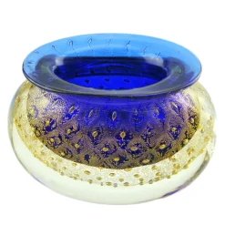Ars Cenedese Murano - Bollinato Bown 24k Gold - Blue - Handcrafted Venetian Vase Handmade by Venetian Glassmasters - Luxury - Avvenice