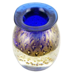 Ars Cenedese Murano - Bollinato Bown 24k Gold - Blue - Handcrafted Venetian Vase Handmade by Venetian Glassmasters - Luxury - Avvenice