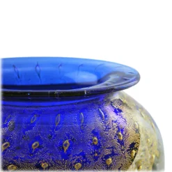 Ars Cenedese Murano - Bollinato Bown 24k Gold - Blue - Handcrafted Venetian Vase Handmade by Venetian Glassmasters - Luxury - Avvenice