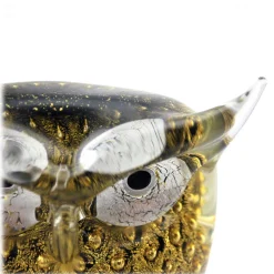 Ars Cenedese Murano - Bollinato Owl 24k Gold - Black - Handcrafted Venetian Vase Handmade by Venetian Glassmasters - Luxury - Avvenice