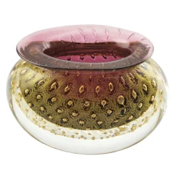 Ars Cenedese Murano - Bollinato Bown 24k Gold - Ruby Normal - Venetian Vase Handmade by Venetian Glassmasters - Luxury - Avvenice