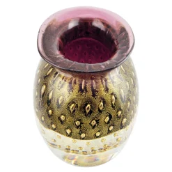 Ars Cenedese Murano - Bollinato Bown 24k Gold - Ruby Normal - Venetian Vase Handmade by Venetian Glassmasters - Luxury - Avvenice