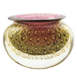 Ars Cenedese Murano - Bollinato Bown 24k Gold - Ruby Normal - Venetian Vase Handmade by Venetian Glassmasters - Luxury - Avvenice