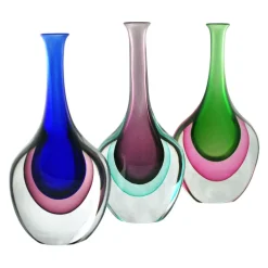 Ars Cenedese Murano - Sommerso Bottle - Green - Handcrafted Venetian Vase Handmade by Venetian Glassmasters - Luxury - Avvenice