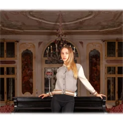 Avvenice - Bomberinbo - Loro Piana Cashmere Tricolor Sweater - Grey Beige Cream  - Knitwear - Luxury Exclusive Collection - Avvenice