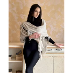 Avvenice - Cape - Precious Cashmere Keffiyeh - Beige - Handmade in Italy - Exclusive Luxury Collection - Avvenice