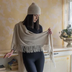 Avvenice - Cape - Precious Cashmere Keffiyeh - Beige - Handmade in Italy - Exclusive Luxury Collection - Avvenice