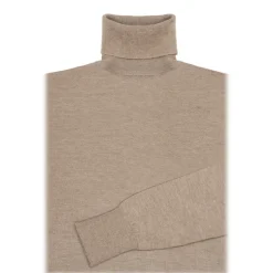 Avvenice - Finis - Man Loro Piana Extrafine Cashmere Turtleneck Sweater - Tundra - Knitwear - Luxury Exclusive Collection - Avvenice