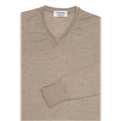 Avvenice - Finis - Man Loro Piana Extrafine Cashmere V-Neck Sweater - Tundra - Knitwear - Luxury Exclusive Collection - Avvenice