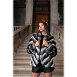 Avvenice - Juliette - Chinchilla Jacket - Black & White - Furs - Coats - Luxury Exclusive Collection - Avvenice