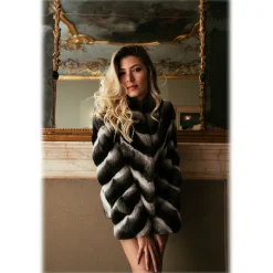 Avvenice - Juliette - Chinchilla Jacket - Black & White - Furs - Coats - Luxury Exclusive Collection - Avvenice