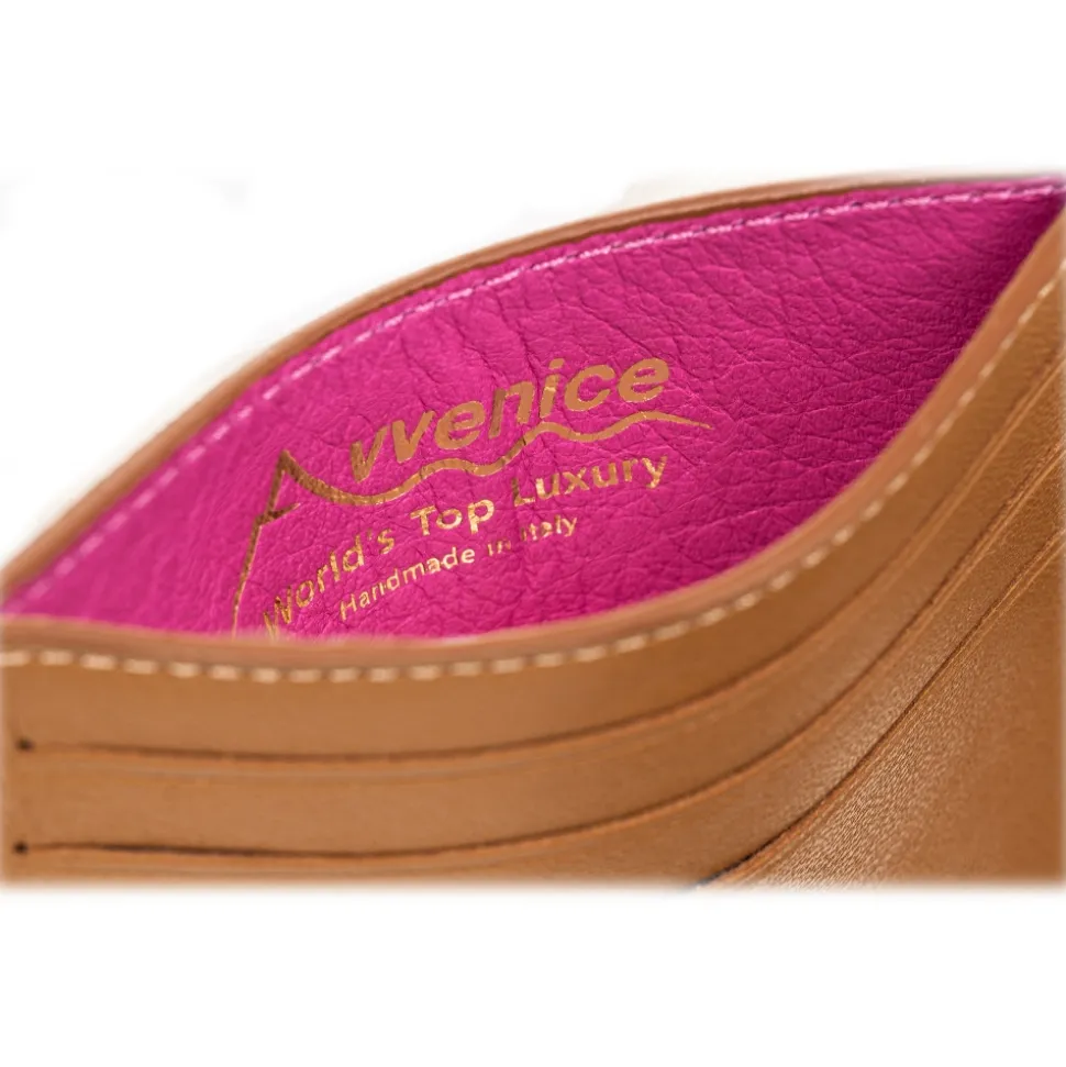 Avvenice - Premium Leather Credit Card Holder - Canyon Fuchsia - Handmade in Italy - Exclusive Luxury Collection - Avvenice