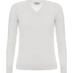 Avvenice - Theria - Woman Loro Piana Cashmere V-Neck Sweater - White - Knitwear - Luxury Exclusive Collection - Avvenice