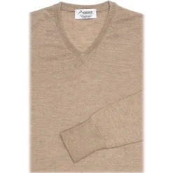 Avvenice - Theria - Woman Loro Piana Cashmere V-Neck Sweater - Tundra - Knitwear - Luxury Exclusive Collection - Avvenice