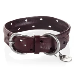 B Wilde Collection - Domino Collar - Bordeaux - Domino Collection - Leather Collar - High Quality Luxury - Avvenice