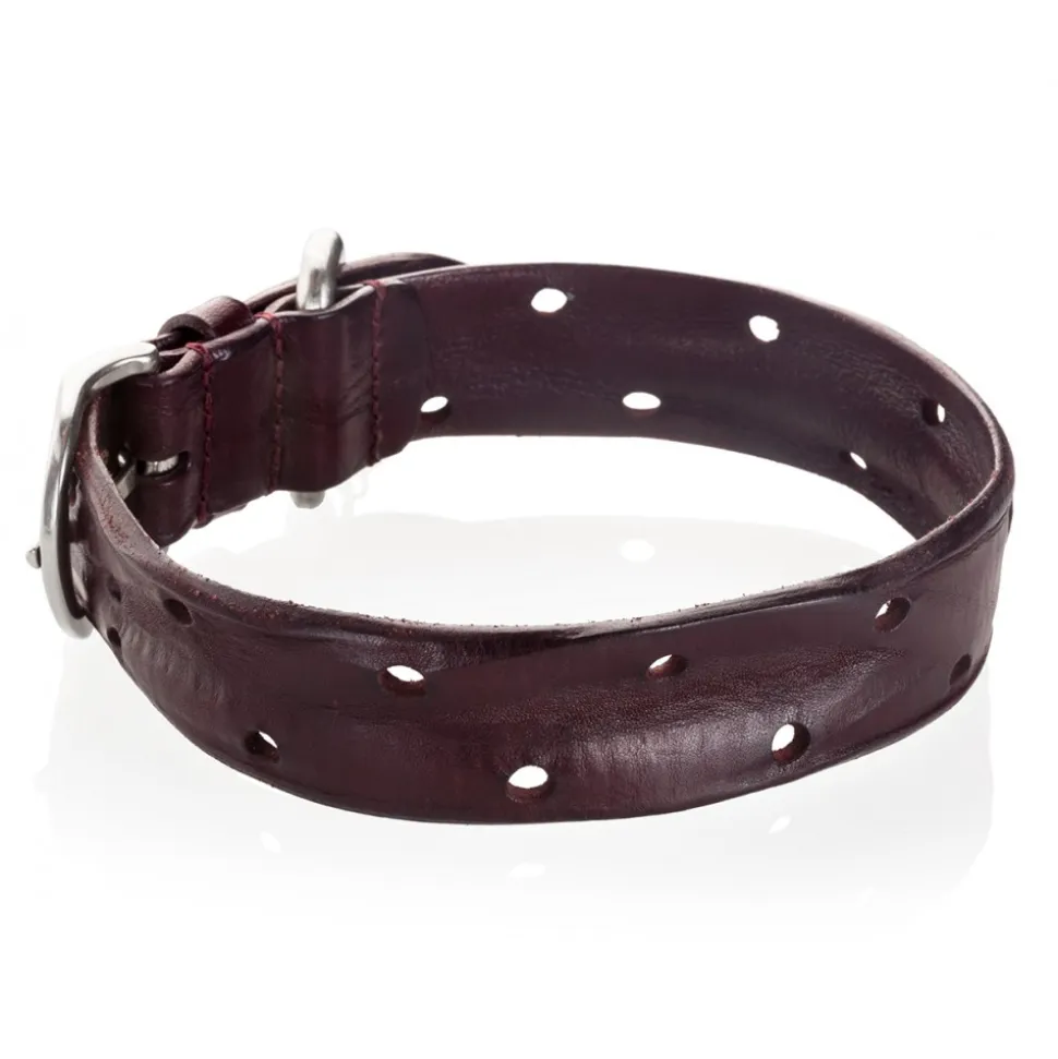 B Wilde Collection - Set Domino - Bordeaux - Collar & Leash - Domino Collection - Leather Collar - High Quality Luxury - Avvenice