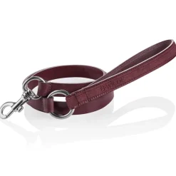 B Wilde Collection - Set Tango - Bordeaux - Collar & Leash - Tango Collection - Leather Collar - High Quality Luxury - Avvenice