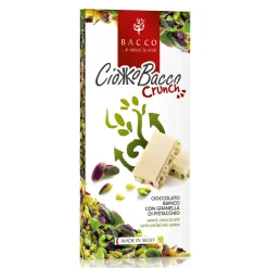Bacco - Tipicità al Pistacchio - CiokkoBacco Crunch - Pistachio White Chocolate Bar - Artisan Chocolate - 100 g - Avvenice