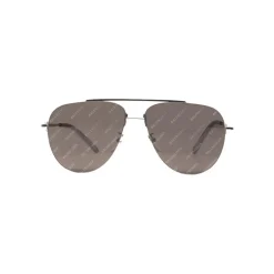 Balenciaga - Invisible Aviator Sunglasses in Silver Metal with Gray Lenses and All-Over Logo - Sunglasses - Balenciaga Eyewear - Avvenice