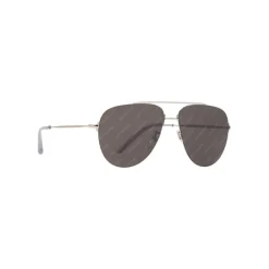 Balenciaga - Invisible Aviator Sunglasses in Silver Metal with Gray Lenses and All-Over Logo - Sunglasses - Balenciaga Eyewear - Avvenice