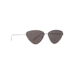 Balenciaga - Invisible Cat Sunglasses in Silver Metal with Gray Lenses and All-Over Logo - Sunglasses - Balenciaga Eyewear - Avvenice