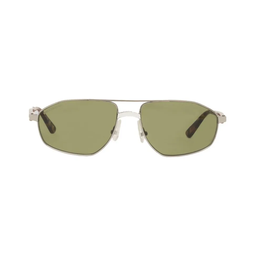 Balenciaga - Vintage Aviator Sunglasses in Silver Metal and Vintage Green Lenses - Sunglasses - Balenciaga Eyewear - Avvenice