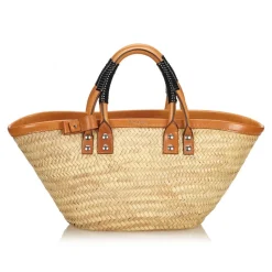 Balenciaga Vintage - Bistrot Panier Tote Bag - Brown Beige - Leather and Straw Handbag - Luxury High Quality - Avvenice