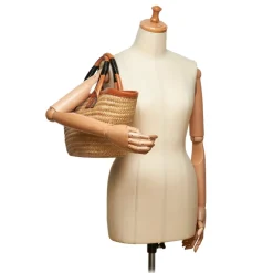Balenciaga Vintage - Bistrot Panier Tote Bag - Brown Beige - Leather and Straw Handbag - Luxury High Quality - Avvenice