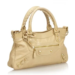 Balenciaga Vintage - Leather Motocross Giant City Bag - Brown Beige - Leather Handbag - Luxury High Quality - Avvenice