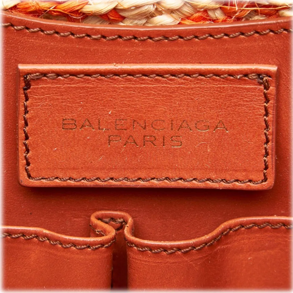 Balenciaga Vintage - Motocross Classic Panier Basket Bag - Orange White - Leather and Straw Handbag - Luxury High Quality - Avvenice