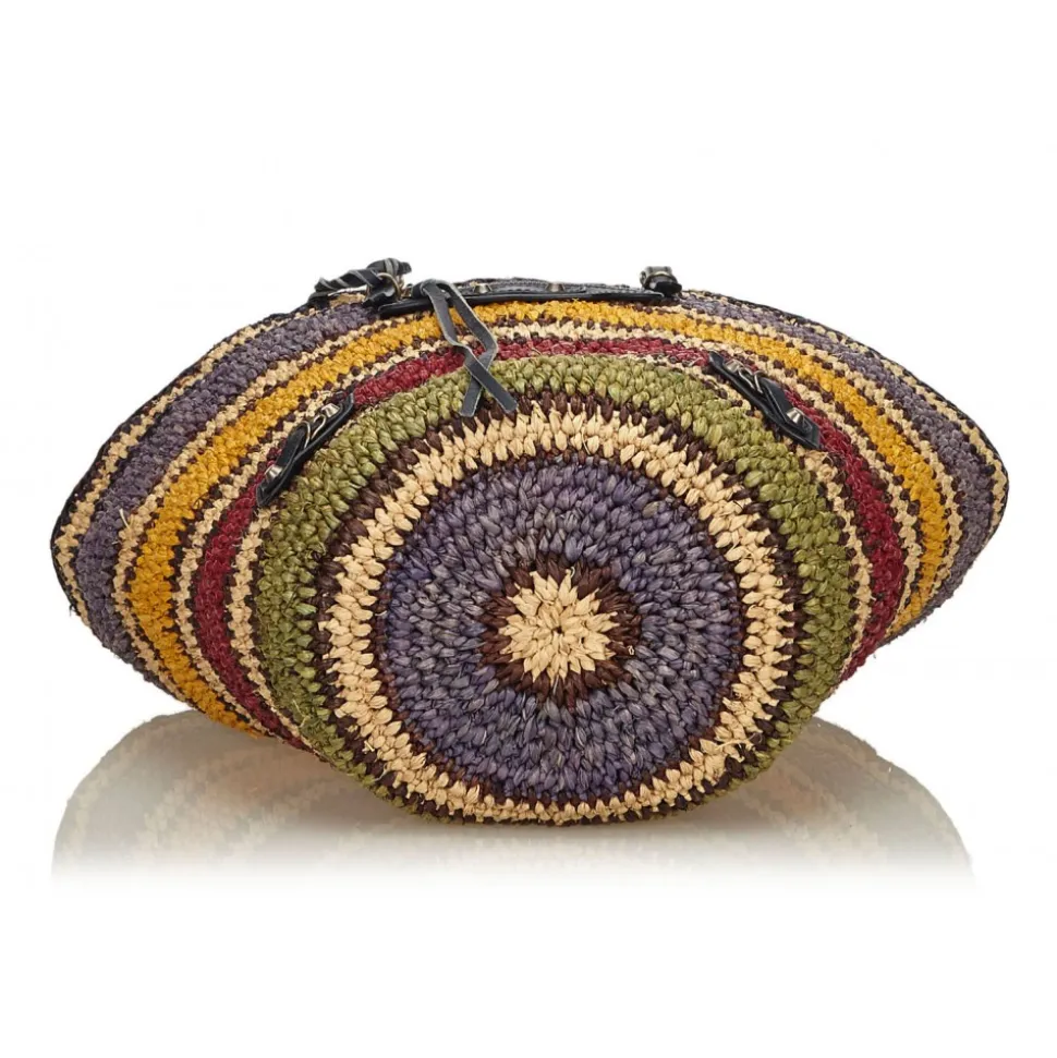 Balenciaga Vintage - Motocross Classic Panier Basket Bag - Brown Beige - Leather and Straw Handbag - Luxury High Quality - Avvenice