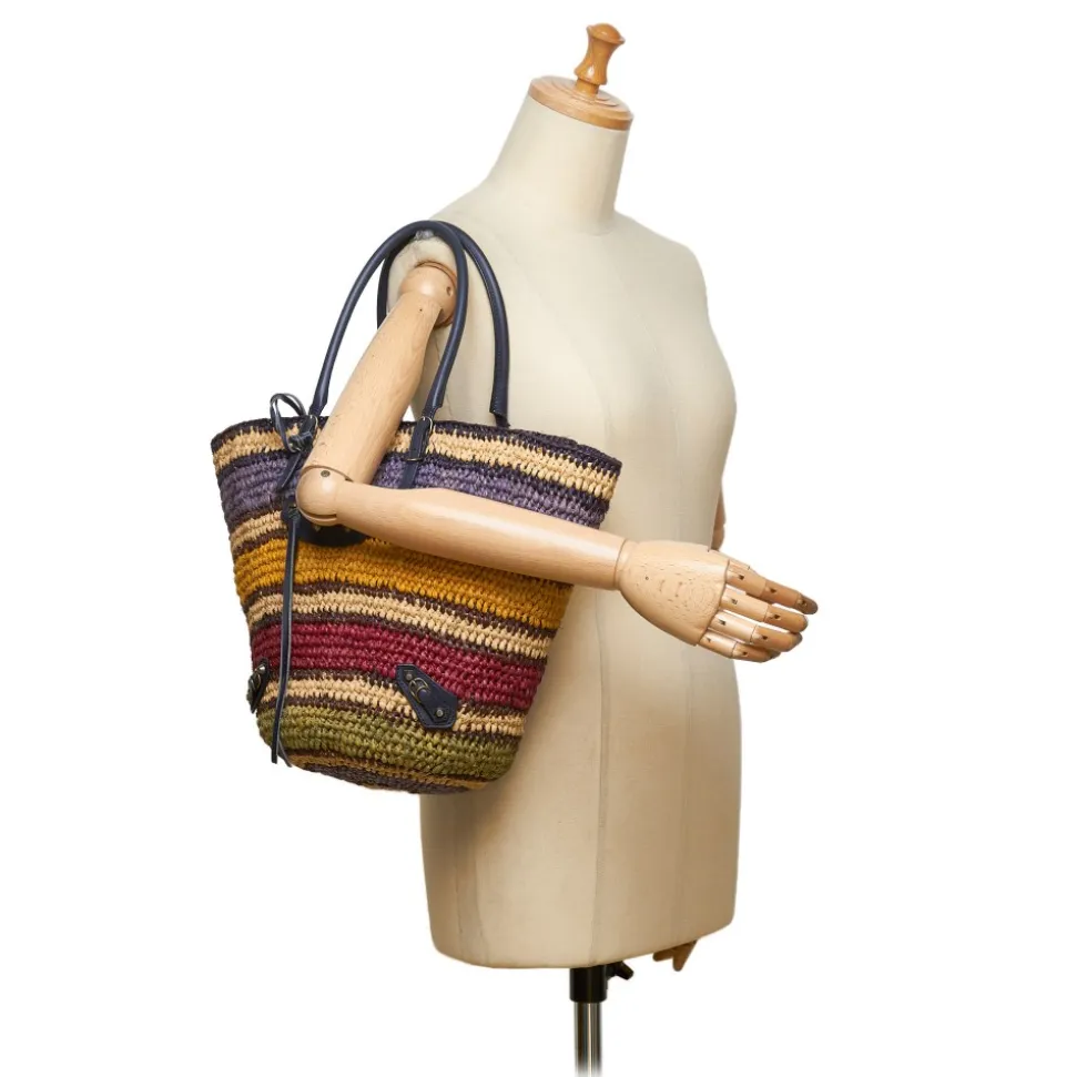 Balenciaga Vintage - Motocross Classic Panier Basket Bag - Brown Beige - Leather and Straw Handbag - Luxury High Quality - Avvenice
