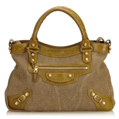 Balenciaga Vintage - Motocross Canvas Giant Town Bag - Brown Beige - Leather and Canvas Handbag - Luxury High Quality - Avvenice