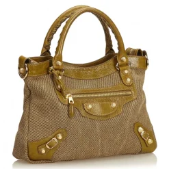 Balenciaga Vintage - Motocross Canvas Giant Town Bag - Brown Beige - Leather and Canvas Handbag - Luxury High Quality - Avvenice